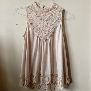 High Neck Cream Tank Top